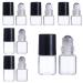 Ksiuw mini clear glass roll -on bottles empty - 12 PCs refillable essential oil glass roller ball bottle bottle perfume lip gloss cosmetics samples bottle container with black cap (1ml/2ml)