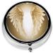 Angel Wing Printed Mini Round Pill Box | 3 Compartment Portable Pill Organizer for Travel Home & Office - Buy Online on GoSupps.com