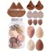 14 Makeup Blenders Sponge Set - BeautyBlenderss Foundation Sponges - Triangle Powder Puff - Finger Makeup Sponge | For Liquid Creams And Powders Coffee
