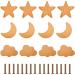 12PCS Wooden Cabinet Knobs Star Moon Cloud Shape Wood Knobs for Nursery Room Kids Dresser Knobs Nursery Drawer Handles with Screws