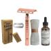 green-goose shaving set | Classic Razor | Rose gold | Organic shaving oil | Bamboo cloth | 10 razor blades | Sustainable gift!