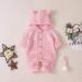 Knitted Hooded Romper Onesie | Baby Boy Girl Clothes | Long Sleeve Jumpsuit | 6-12 Months | Pink Hairball Detail - Buy Online on GoSupps.com