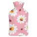 Heat bottle with lid of ladybugs and ladybugs and flowers white rubber hot water sac for pain relief cramps foot warmers hot and cold therapy