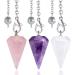 Xiannvxi 3pcs crystals pendulum amethyst rose quartz clear quartz pendulum for prophecy dingy pendulum crystal crystal gemstones cone pendant reika witchcraft supplies b-amethyst rose quartz clear quartz