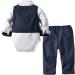 Volunboy Baby Boys Gentleman Suit 4 PCS Set | Formal Waistcoat Outfit with Wedding Shirts, Vest, and Bow Tie | 9-12 Months | Navy White - Buy Online on GoSupps.com