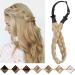 Silk-co women hair band 5 strands blond artificial hair braided headband elastic hair band for women and girls wedding vintage with hair tie hair parts braids extensions 2.5cm wide 24# 2.5cm wide ashblond