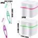 Hongecb Prosthesis Box - Denture Case & Orthodontic Container for Teeth Storage & Cleaning | 2 Braces + 2 Cleaning Brushes - Green & Pink - Buy Online on GoSupps.com