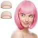 AOMIG Short Bob Wig for Women 3 Pack Short Pink Bob Wigs Set with 2 Wig Cap Neon Fancy Dress Accessory Cosplay Party Wig Synthetic Straight Wig for Daily Halloween Decorations Pink/B - Buy Online on GoSupps.com