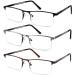 JJwell 3 pieces of reading glasses men with blue light filter blue light men reading glasses rectangular half metal reading glasses reading aid anti-eye load/UV anti-blue light glasses with presumption 2.25 black Gunmetal Brown 2.25 x