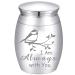 CREATCABIN Small Keepsake Urns Memorial Ashes Mini Cremation Urns Miniature Burial Funeral Urns Container Jar for Sharing Ashes 1.18x1.57inch Sliver-I Am Always With You Bird