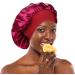 2-Piece Wide Band Satin Sleep Bonnet Set for Women - Black and Wine Red - Buy Online on GoSupps.com