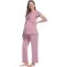 Women Maternity Pyjama Set XL Dusty Rose | Short Sleeve Tops & Long Pants | Summer Cool Moisture Wicking | Pregnancy to Postpartum Sleepwear - Buy Online on GoSupps.com