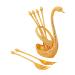 Swan Dinnerware Set Swan Base Holder Alloy Fruit Ice Cream Cake Dessert Flatware Set Swan Spoon Organizer for Hotel Kitchen Party Home Decor with Argent fork/816 (Color : with Gold Forks)