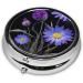 Shop Purple Flowers Round Pill Box - 3 Compartment Mini Decorative Travel Medicine Organizer - Buy Online on GoSupps.com