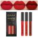 DNM 3Pcs Dark Ruby Red Matte Liquid Lipstick Lip Stain Lipgloss sets for Women, 24 Hour Red Matte Lipstick Long Lasting Smudge Proof Lip Stick Packs Matte labiales rojos matte larga duracion 24 05 0.21 Fl Oz (Pack of 3) A-…