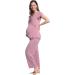 Women Maternity Pyjama Set XL Dusty Rose | Short Sleeve Tops & Long Pants | Summer Cool Moisture Wicking | Pregnancy to Postpartum Sleepwear - Buy Online on GoSupps.com