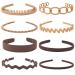 Unisex Hair Band 8Pcs Plastic Headband with Teeth Head Bands Combing Hairbands Wavy Outdoor Sports Headbands for Men's Hair Band Hoop Clips Women Accessories Non Slip Head Band Headwear Khaki and Coffee