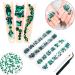 Emerald Green Rhinestone Nail Gems Set with Picker and Tweezers - Glass Crystals, Flatback Face Gems for Nail Art - Shiny Multi Shape Rhinestones - Nail Art Tools Included - Buy Online on GoSupps.com