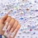 10g Multi-Size White Pearl Beads Nail Charms Imitation Pearl Resin Diamond AB Rhinestones for Nails Semi Pearl Nail Beads Flatback Nail Rhinestones Nail Gems Nail Decorations for Nail Art Gemstones Pearl White