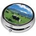 Grass and Cows Portable Metal Pill Box - Round Mini 3-Compartment Organizer for Travel | Ideal for Small Pills - Buy Online on GoSupps.com