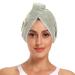 Green White Goose Hair Towel 2 Pack Super Absorbent Hair Drying Towel Quick Dry Hair Turbans Head Towel with Button Twisty Wrap for Women Girls