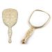 Ohraina Ladies Gold Hand Mirror Twinkle Plated Makeup Mirror Hairdressing Beauty Salon Hospital Travel Convenient Handheld Mirror