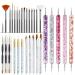 Pitxsgsia 1 Set Crystal Handle Acrylic UV Gel Nail Brushes Carving Glitter Pen Manicure DIY Nail Art Tool