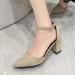 Xtzyglfd Women's Monochrome Pointed Thick Heel Sandals - Casual Beige Summer Footwear (UK 6) - Buy Online on GoSupps.com