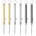 6 Pieces Portable Titanium Toothpicks Pocket Metal Toothpick Reusable with Stainless Steel Toothpick Holder Travel Keychain Telescopic Toothpicks Black Silver Gold