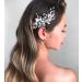 Unicra Bridal Wedding Hair Vine Silver Pearl Hair Accessories Bridal Headpiece for Women and Bridesmaid