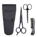 BlueZOO Beard Mustache Scissors and Comb Set Kit for Men Care - (3 Pieces Kit) Black
