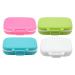 Small Pill Box Supplement Case for Pocket or Purse - 3 Removable Compartments Travel Medication Carry Case - Daily Vitamin Organizer Box (Pink+White+Blue+Green)