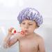 Kids Shower Cap 2PC Set | Cute Double Layer Toddler Caps with Cartoon Animals | Pink Cat & Purple Rabbit Design - Buy Online on GoSupps.com