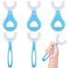 6 Pieces Kids U Shaped Toothbrush Soft Silicone Brush Head Toothbrush Whole Mouth Teeth Cleaning Design Toothbrush for Kids 2-12 Years Old (Pink) (Blue)