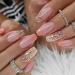 Orange Ombre Press on Nails Short Medium Coffin Fake Nails with Glitter Design Glue on Nails for Women Girls Acrylic Ballerina False Nails Stick on Nails Press on Nail for Wedding 24Pcs Gradient Orange A01