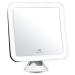 Fancii 10X Magnifying Lighted Makeup Mirror - Daylight LED Vanity Mirror - Compact, Cordless, Locking Suction, 6.5" Wide, 360 Rotation, Portable Illuminated Bathroom Mirror (Square) White