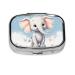 Cute Elephant Printing 2 Compartment Small Pill Case Cute Small Pill Box Purse Pill Boxs Travel Pill Organizer for Pocket Purse and Travel Gifts