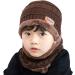 Kids Winter Beanie Hat and Scarf Set - Knitted Thermal Fleece Lining - Boys Girls One Size Coffee - Buy Online on GoSupps.com