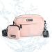 COOWONE Waterproof Dog Treat Bag | Dog Walking Bag with Poop Bag Dispenser | Adjustable Pink Shoulder Bag - Buy Online on GoSupps.com