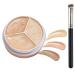 3 Colors Concealer Palette, Tricolor Concealer, 3 in 1 Color Correcting Concealer Cream with Brush, Corrects and Conceals Dark Circles and Blemishes