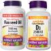 Webber Naturals Flaxseed Oil 1000 mg 210 Softgels Plant Source Omega-3 For Heart Brain & Vitamin D3 2500 IU Extra Strength 180 Softgels For Healthy Bones Teeth