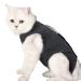 Lianzimau Katzenbody after op with anti-licking for abdominal wounds soft home indoor pet clothing e-neck band Alternative for cats dogs after the operation M (1 Pack) gray