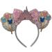 Iconic Disney Castle Display Mouse Inspired White Alice Headband With Big 5" Sequin Top Bow Handmade