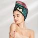 Microfiber Hair Drying Cap - Green Tropical Leaves Towel Wrap for Quick Drying Curly Long & Thick Hair - Buy Online on GoSupps.com