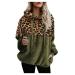 Bigfanshu Women's Tops Leopard Patchwork Long Sleeve Sweatshirt Pullover Shirt Blouse Green