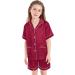 SWOMOG Kids Satin Pyjamas Set - Boys Girls Short Sleeve Silk Nightwear - Red, 6-7 Years - Buy Online on GoSupps.com