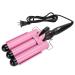 3 Barrel Curling Iron Wand Adjustable Hair Crimpers Hair Styling Tool Hair Curler Waver Crimper for Home and Salon 110V 240V (Pink 32mm) US Plug Pink 32mm