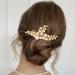 Handcess Bridal Wedding Hair Comb Gold Pearls Hairpiece Leaf Bridal Side Combs Wedding Hair Accessories for Women and Girls