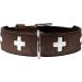 HUNTER SWISS dog collar leather high quality Swiss cross 50 (SM) brown/black brown/black 50 (SM) Collar