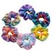 Zonster 6PCs Rainbow Hair Scrunchies Shiny metallic nice elastic hair bands for girls-women-horses cock holders (random color)